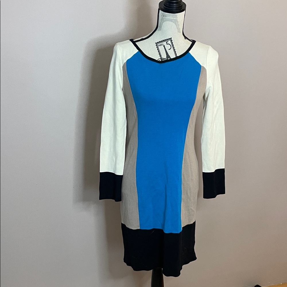 St. John Colorblock Midi Dress Size 8 Long Sleeve